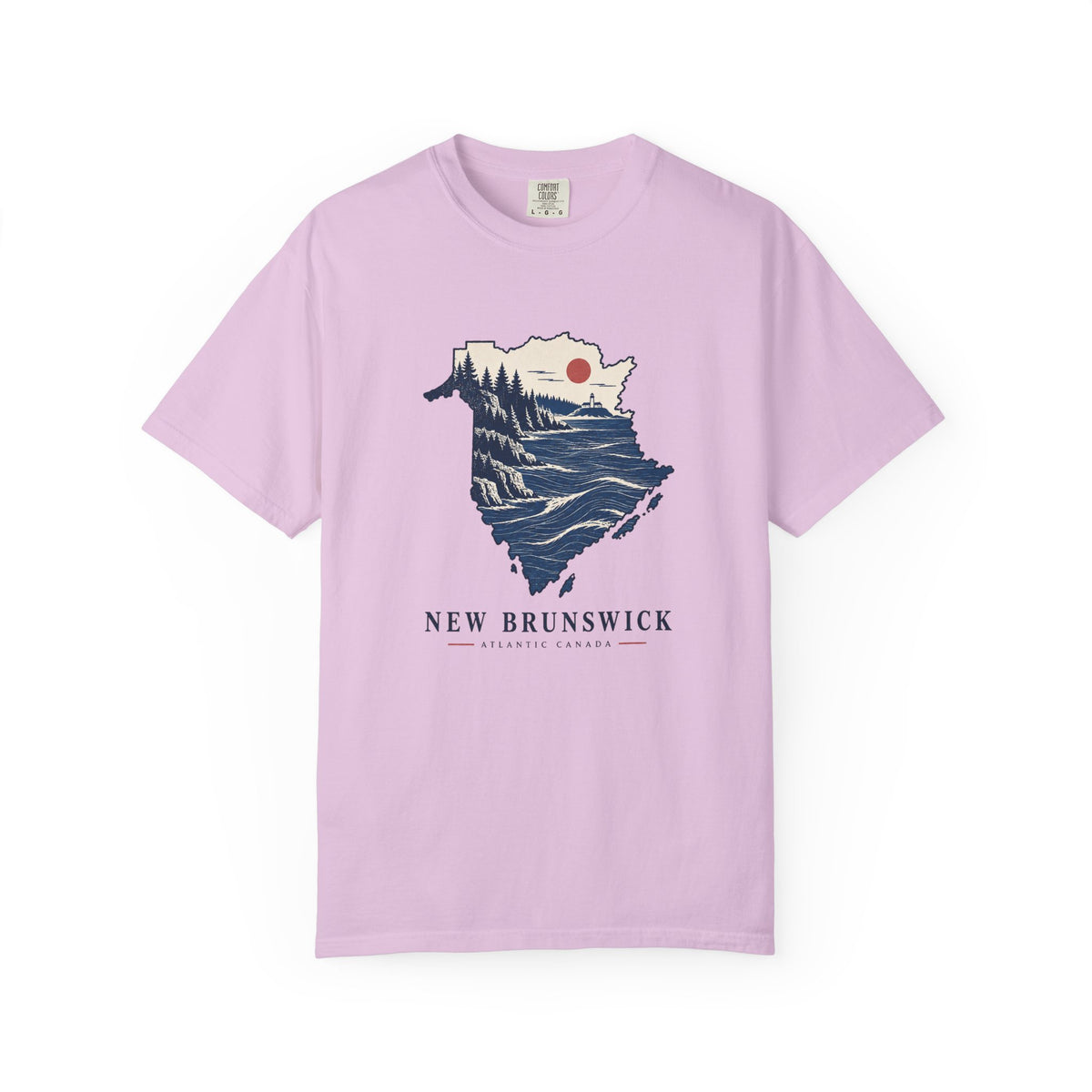 New Brunswick Adventure Map T-Shirt — Scenic Coastal Mountains Graphic