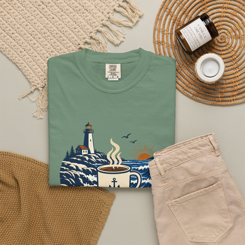 Coffee. Coast. Repeat. T-Shirt — Coastal Coffee Graphic Tee