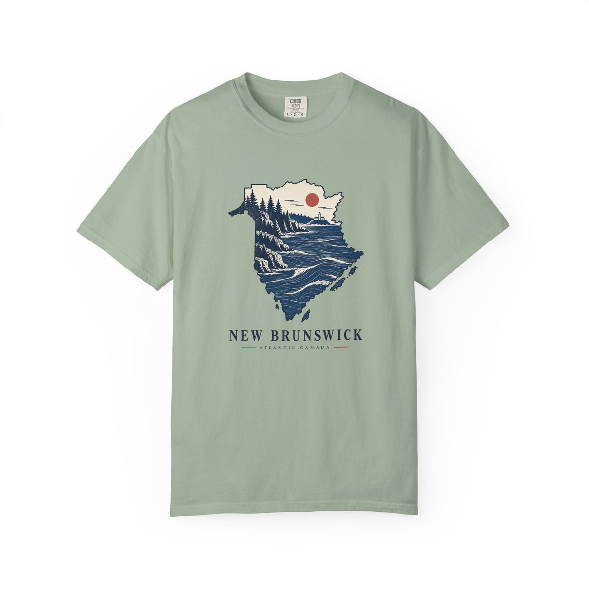 New Brunswick Adventure Map T-Shirt — Scenic Coastal Mountains Graphic