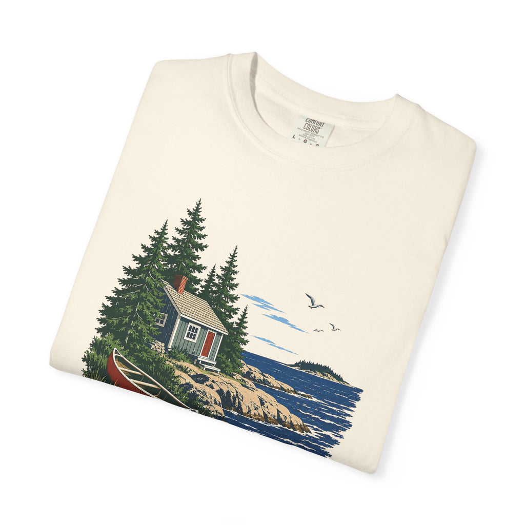 Coastal Cabin Tee — Canoe Shoreline Graphic T-Shirt