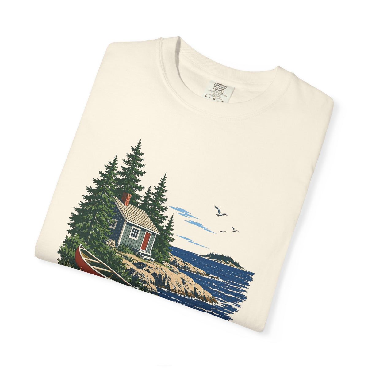 Coastal Cabin Tee — Canoe Shoreline Graphic T-Shirt