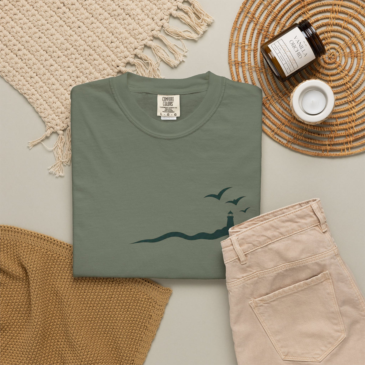 Coastal Lighthouse Tee – Minimal Seaside Graphic T-Shirt