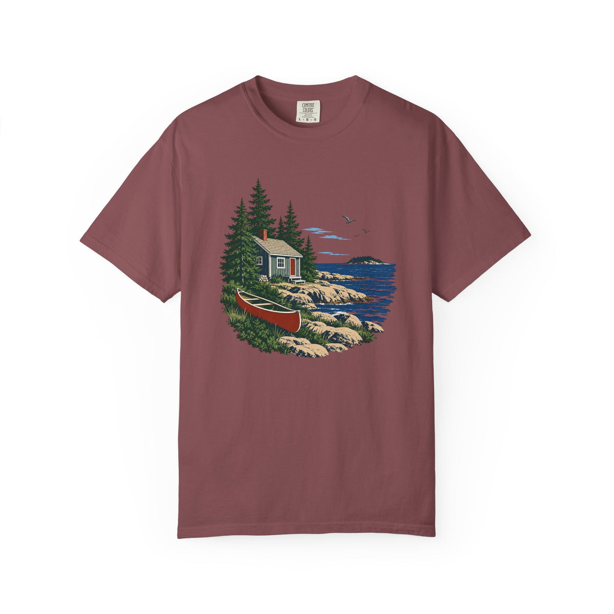Coastal Cabin Tee — Canoe Shoreline Graphic T-Shirt