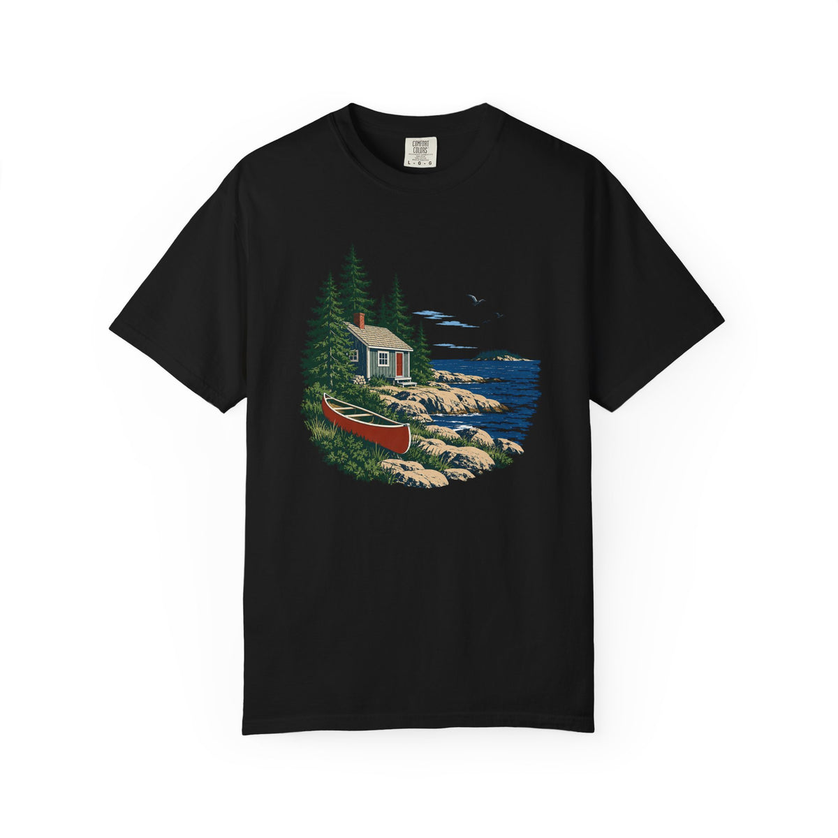Coastal Cabin Tee — Canoe Shoreline Graphic T-Shirt