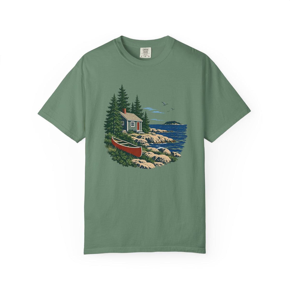 Coastal Cabin Tee — Canoe Shoreline Graphic T-Shirt