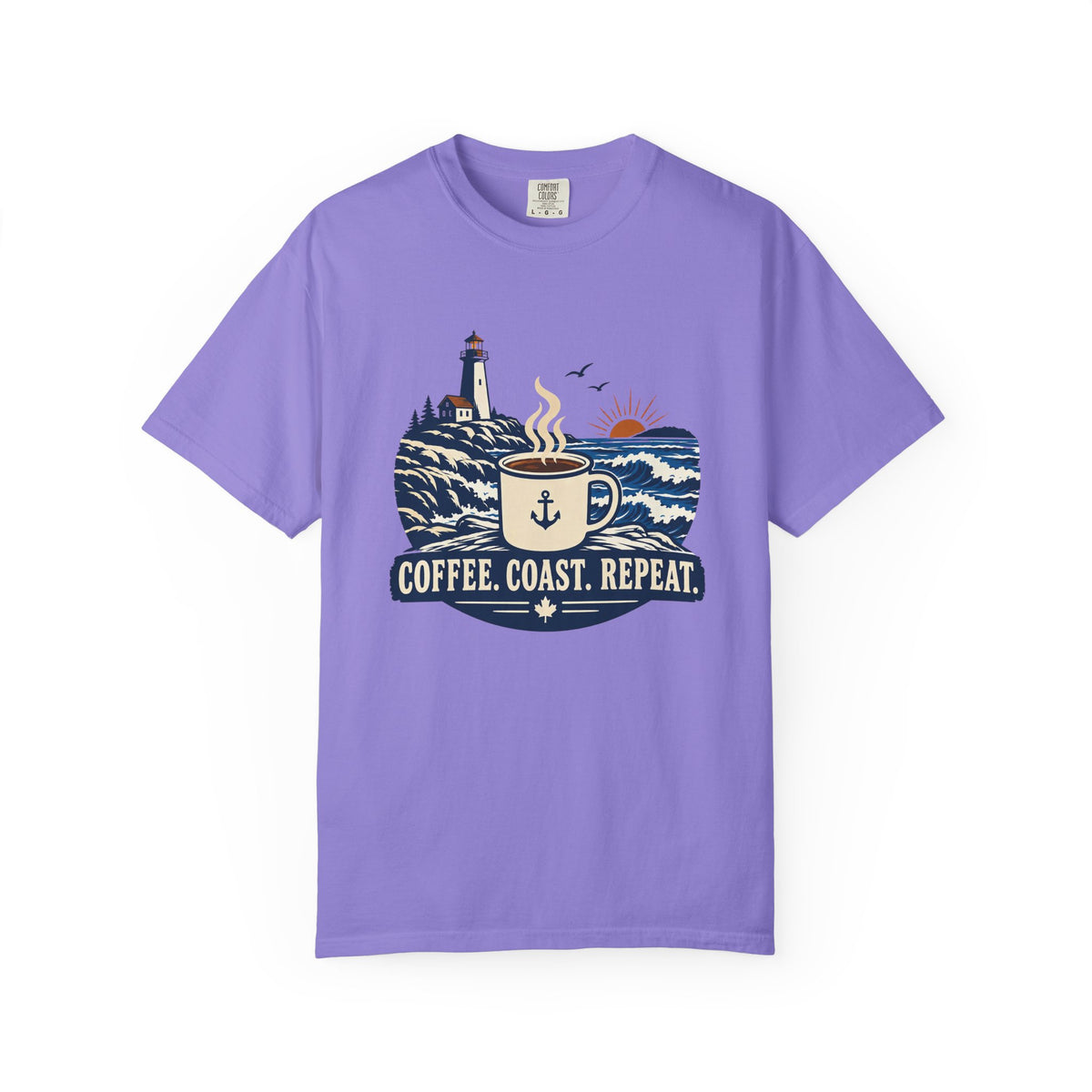 Coffee. Coast. Repeat. T-Shirt — Coastal Coffee Graphic Tee