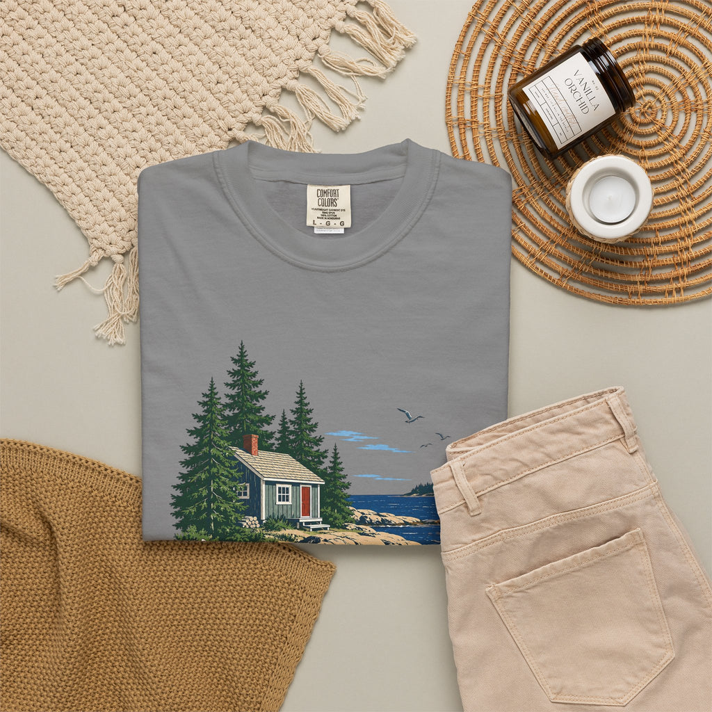 Coastal Cabin Tee — Canoe Shoreline Graphic T-Shirt