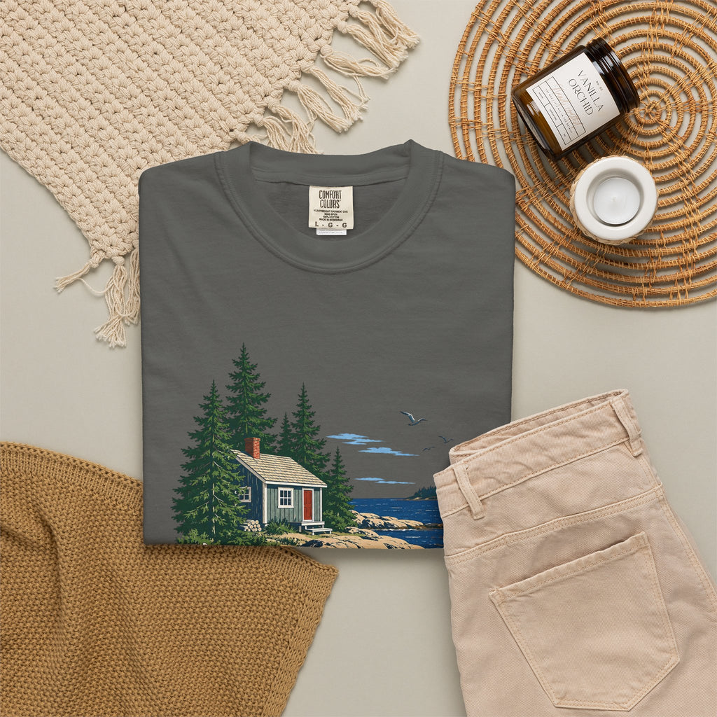 Coastal Cabin Tee — Canoe Shoreline Graphic T-Shirt
