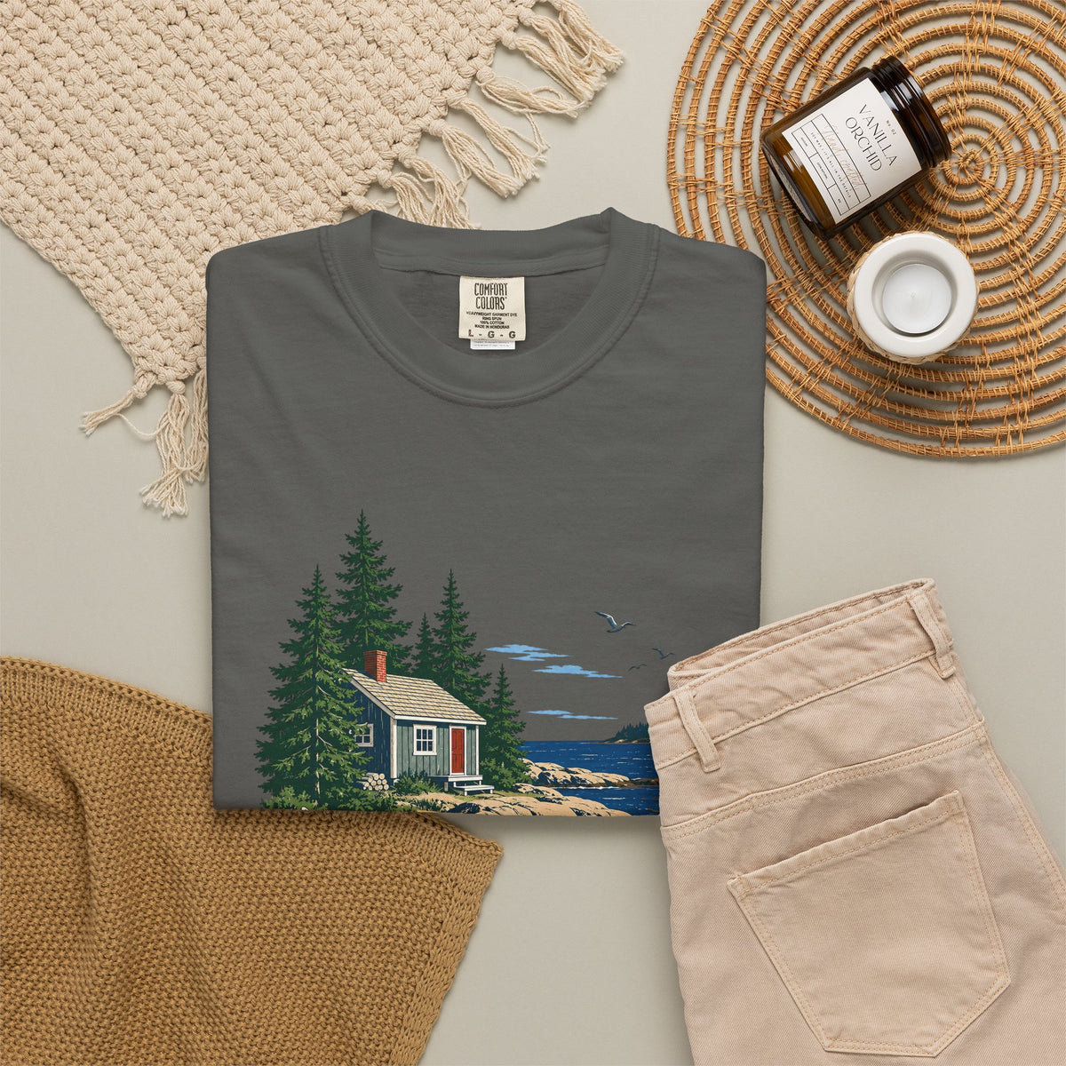 Coastal Cabin Tee — Canoe Shoreline Graphic T-Shirt
