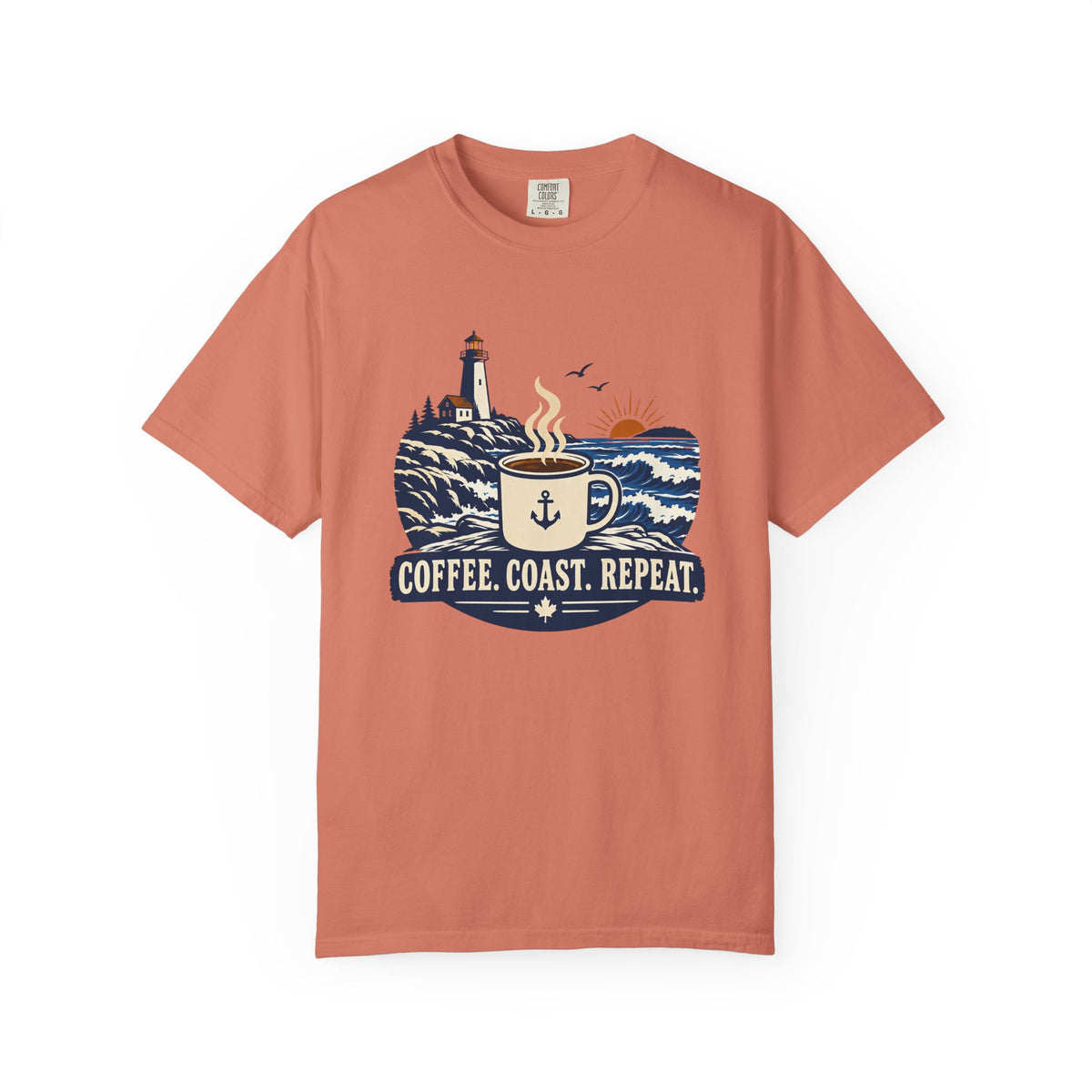 Coffee. Coast. Repeat. T-Shirt — Coastal Coffee Graphic Tee