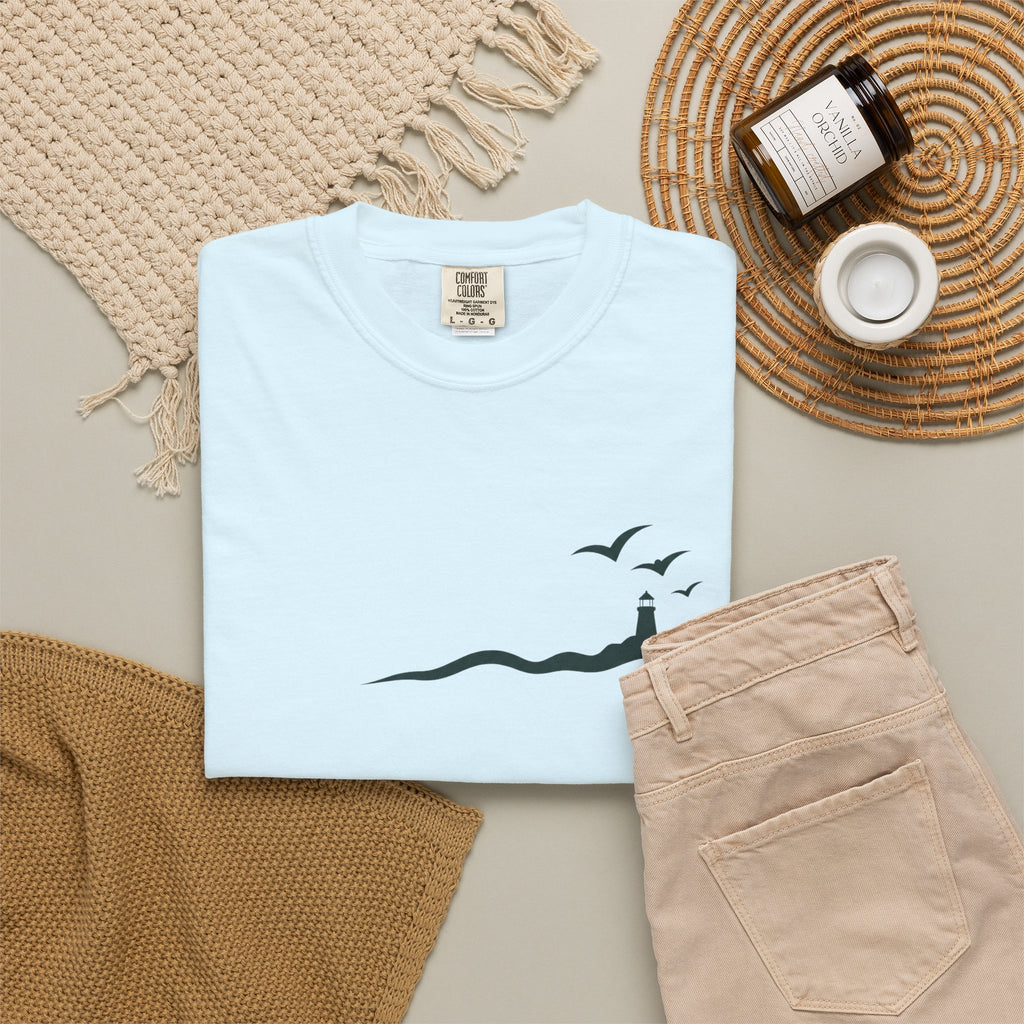 Coastal Lighthouse Tee – Minimal Seaside Graphic T-Shirt
