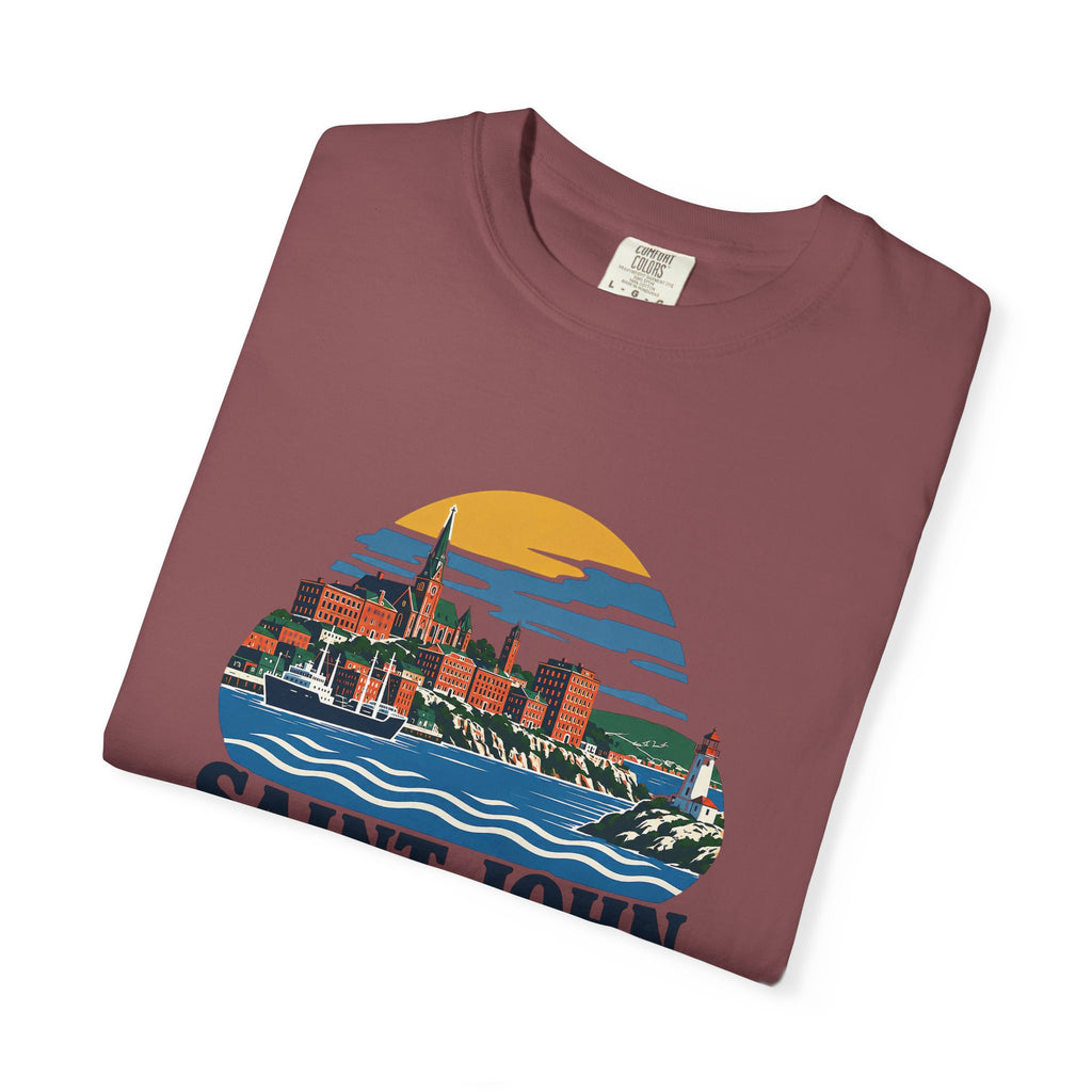 Saint John, New Brunswick Skyline T-Shirt — Vintage Coastal Souvenir Tee