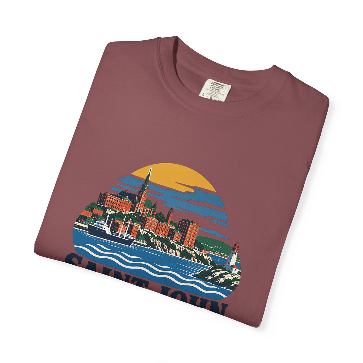 Saint John, New Brunswick Skyline T-Shirt — Vintage Coastal Souvenir Tee