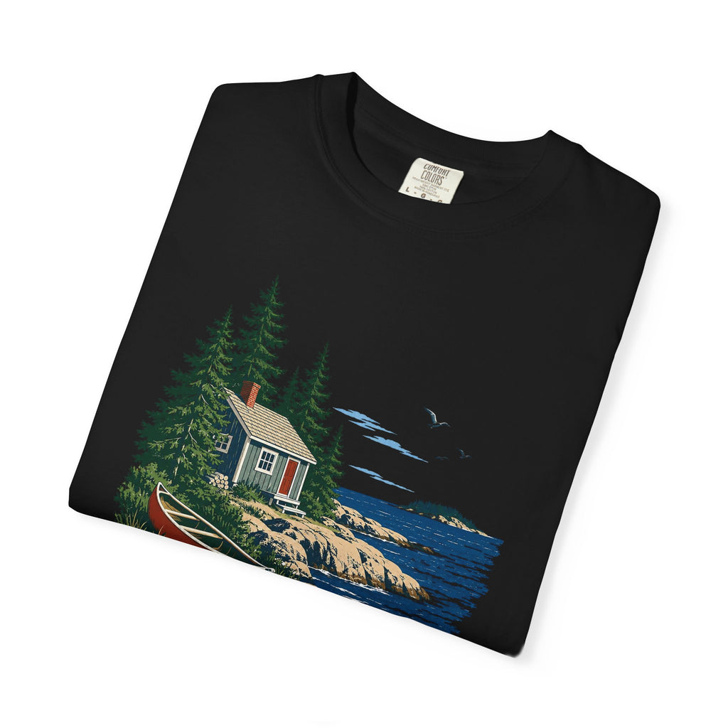 Coastal Cabin Tee — Canoe Shoreline Graphic T-Shirt