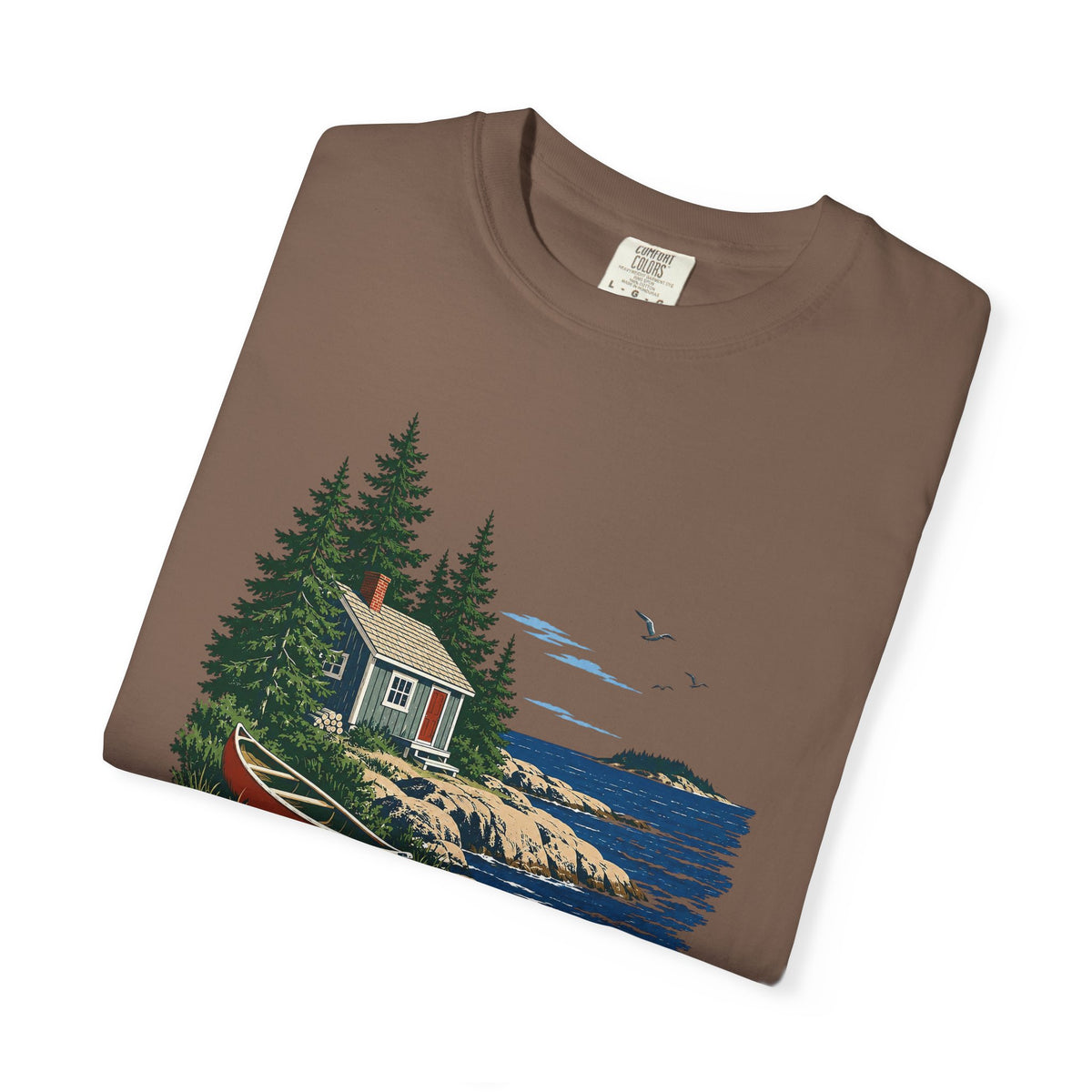 Coastal Cabin Tee — Canoe Shoreline Graphic T-Shirt