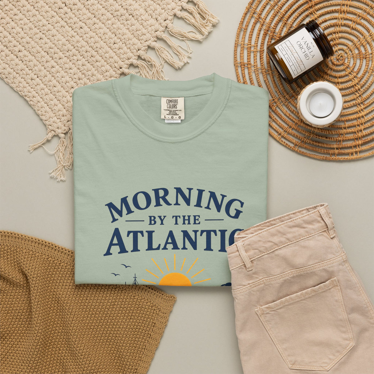 Morning by the Atlantic T-Shirt — Nautical Sunrise Boat Tee