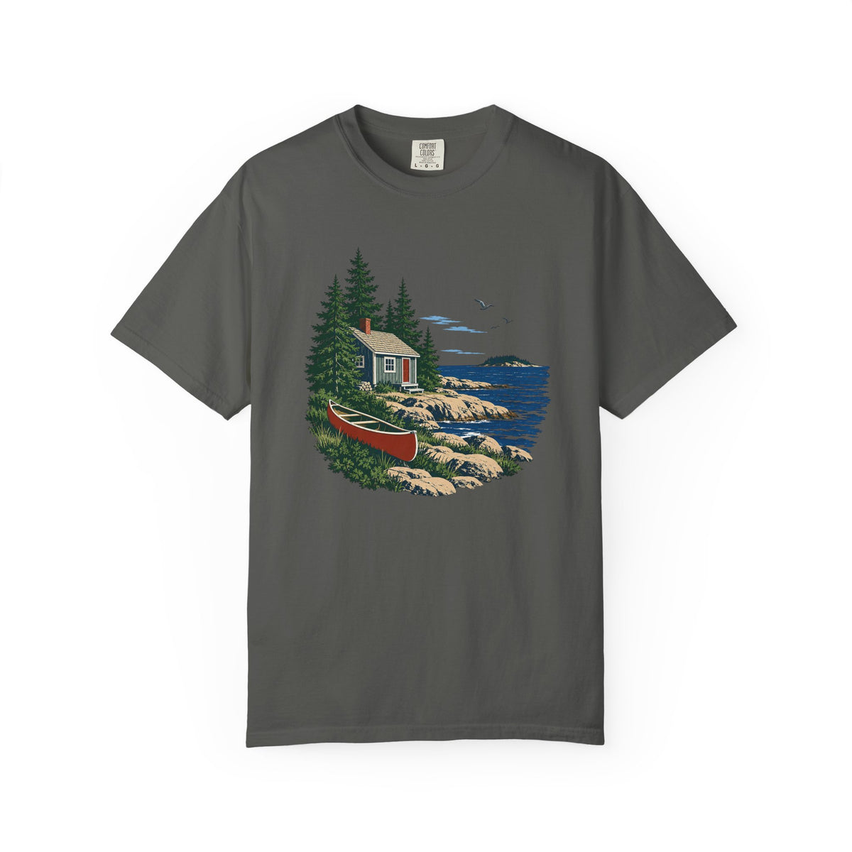 Coastal Cabin Tee — Canoe Shoreline Graphic T-Shirt