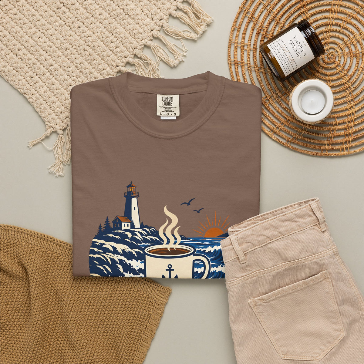 Coffee. Coast. Repeat. T-Shirt — Coastal Coffee Graphic Tee