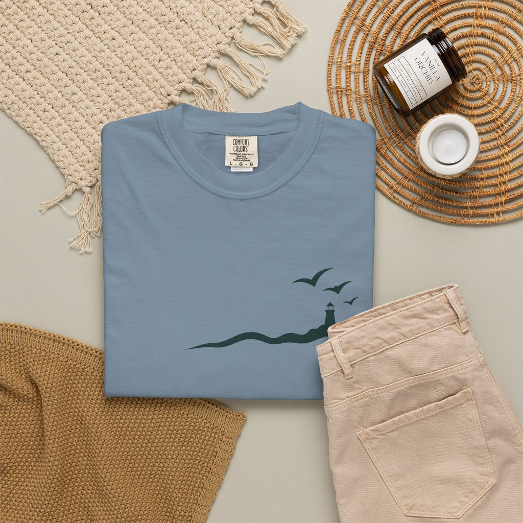 Coastal Lighthouse Tee – Minimal Seaside Graphic T-Shirt