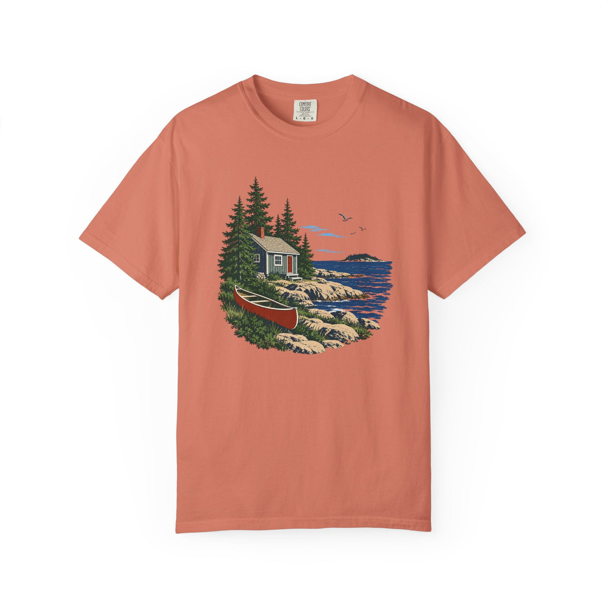 Coastal Cabin Tee — Canoe Shoreline Graphic T-Shirt