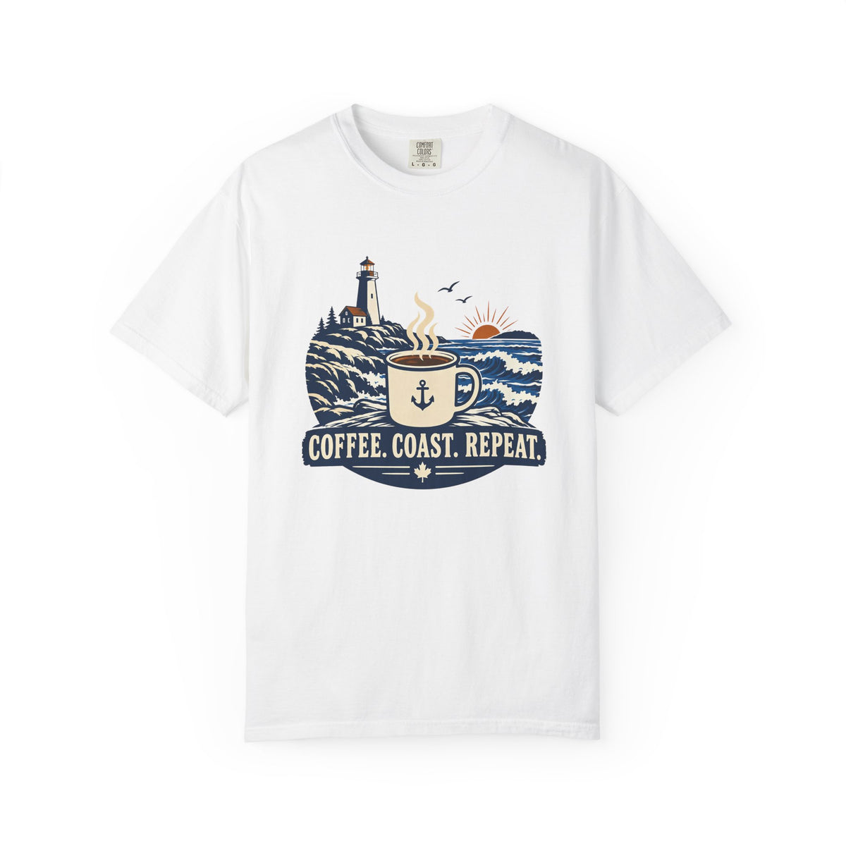 Coffee. Coast. Repeat. T-Shirt — Coastal Coffee Graphic Tee