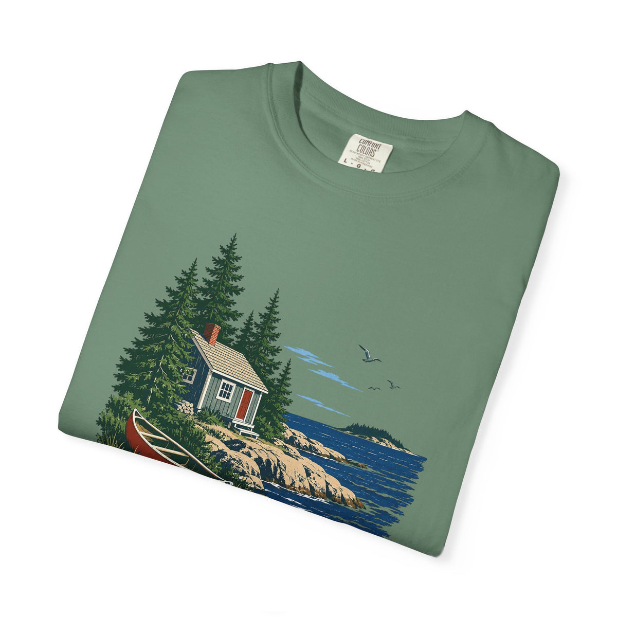 Coastal Cabin Tee — Canoe Shoreline Graphic T-Shirt