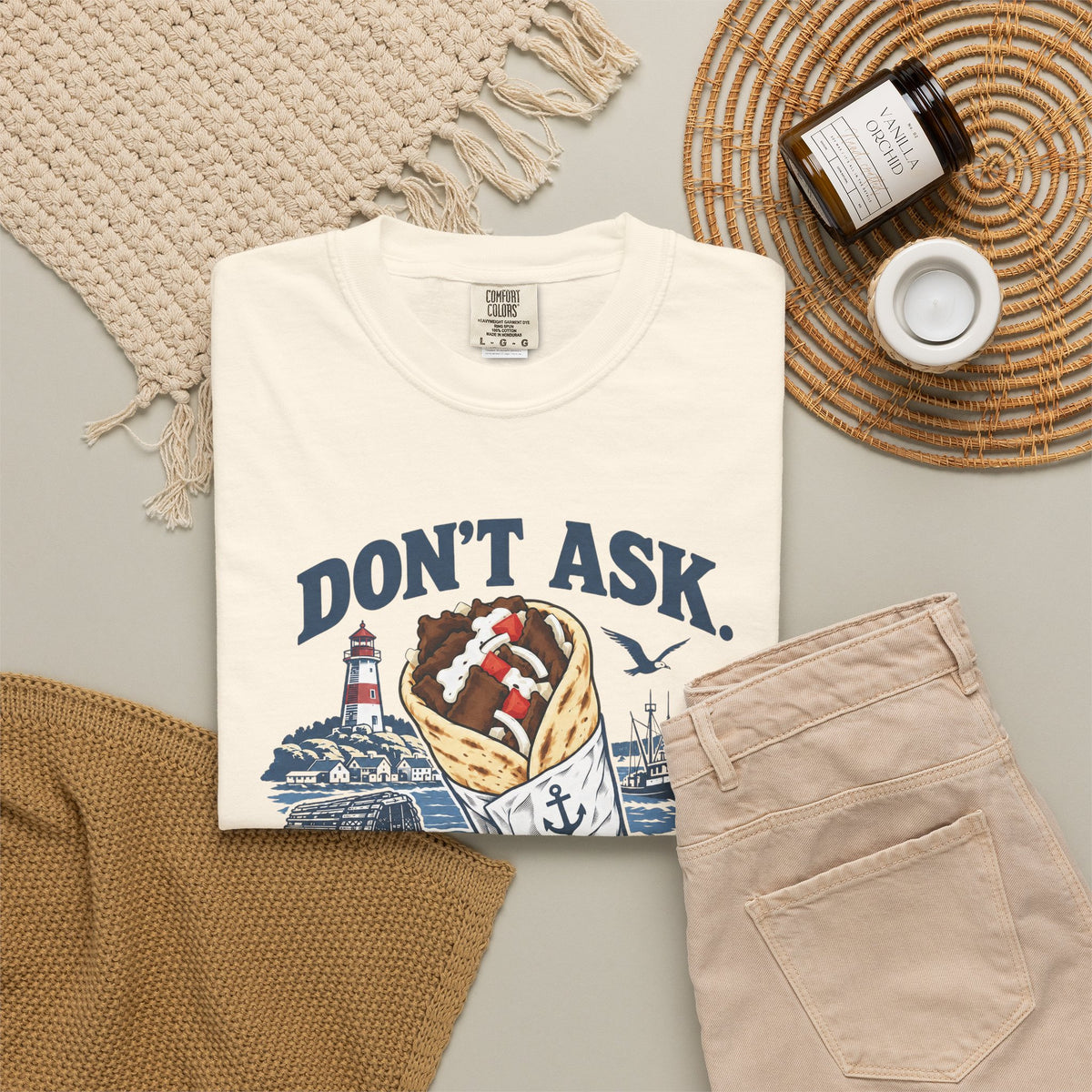Donair T‑Shirt — “Don’t Ask, Just Order a Donair” Nautical Foodie Tee