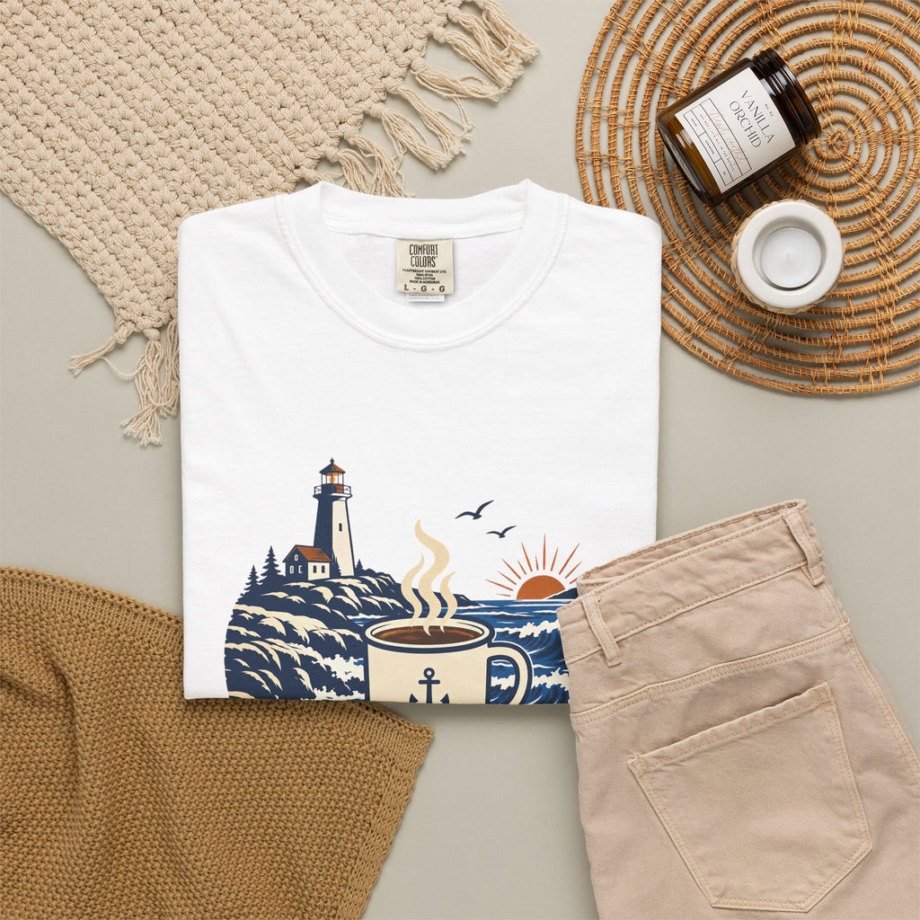 Coffee. Coast. Repeat. T-Shirt — Coastal Coffee Graphic Tee