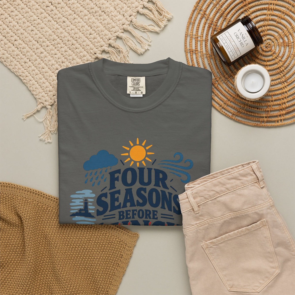 Four Seasons Before Lunch T-Shirt — Funny Weather & Seasonal Humor Tee