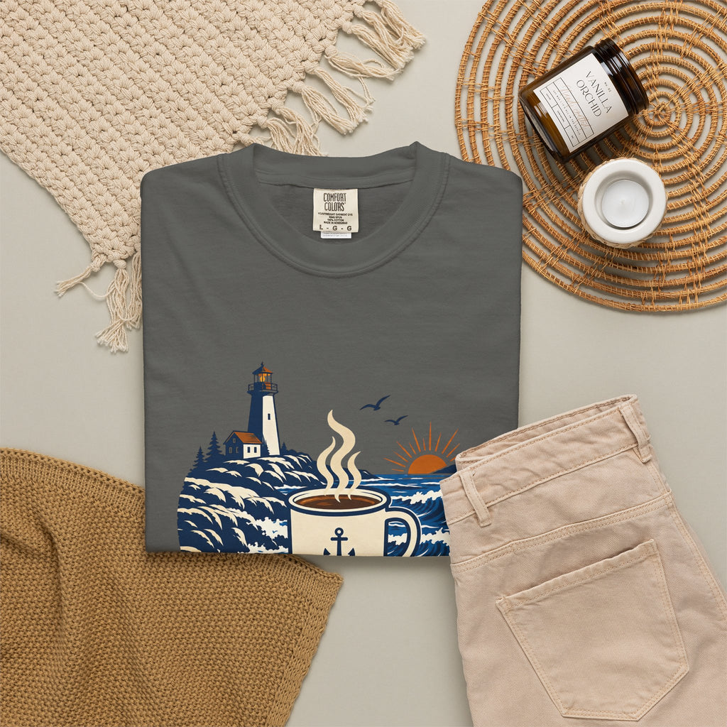 Coffee. Coast. Repeat. T-Shirt — Coastal Coffee Graphic Tee