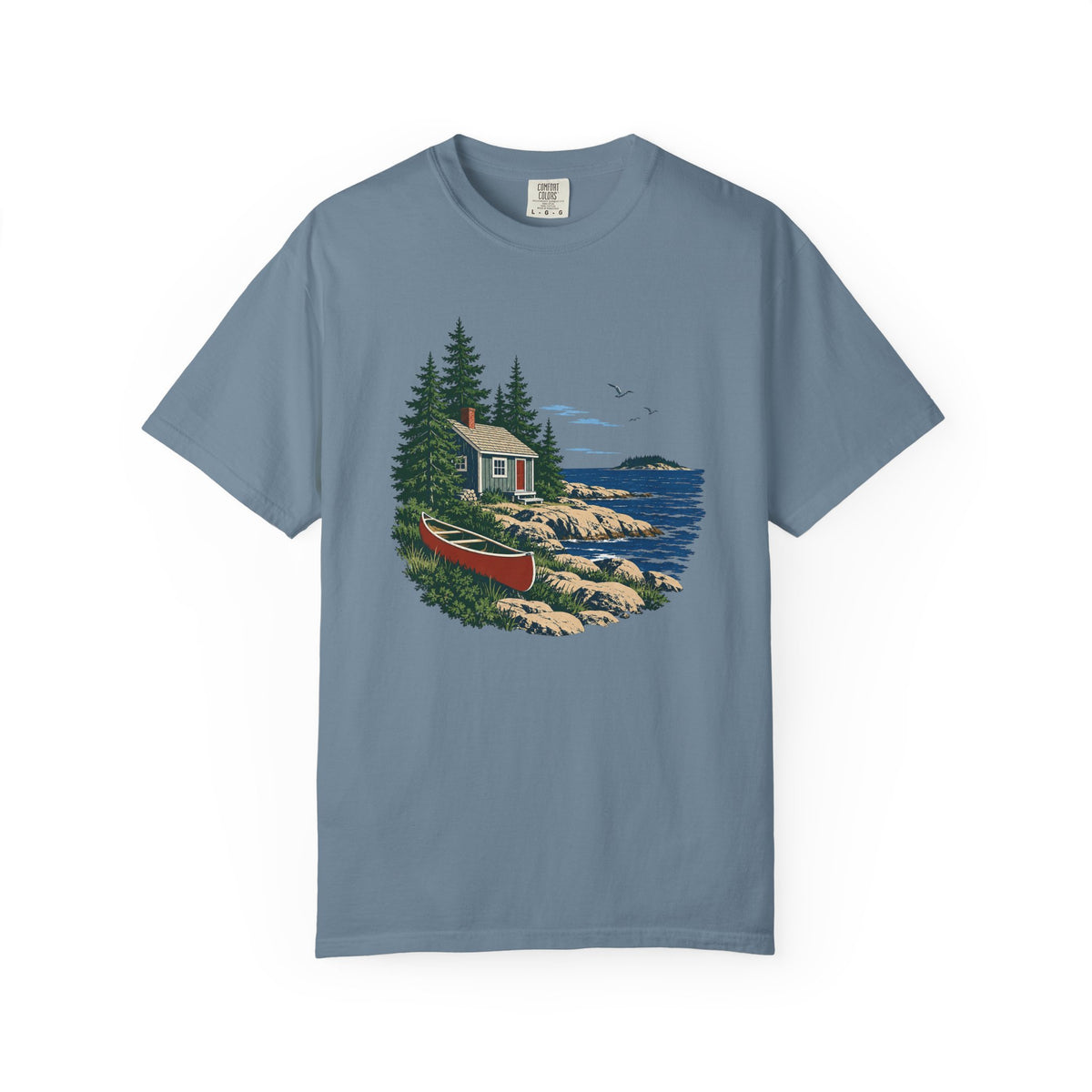 Coastal Cabin Tee — Canoe Shoreline Graphic T-Shirt