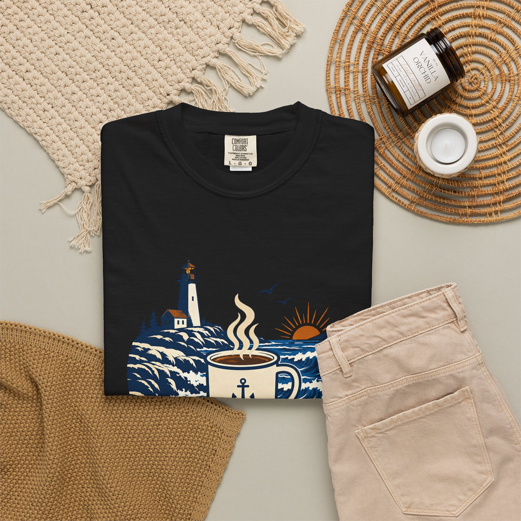Coffee. Coast. Repeat. T-Shirt — Coastal Coffee Graphic Tee