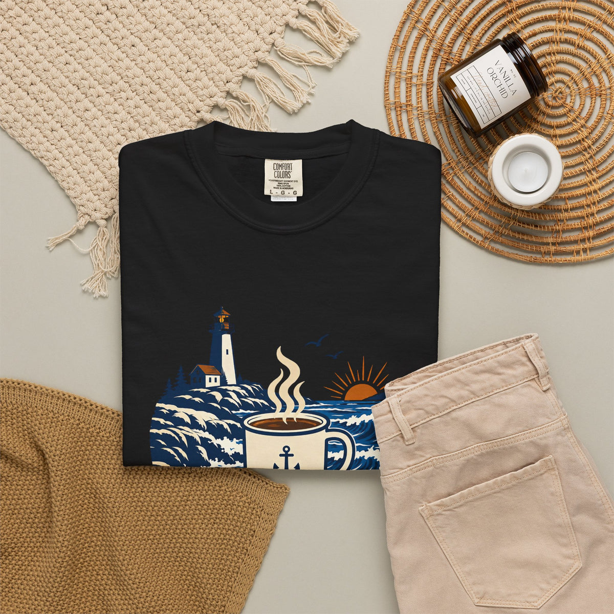 Coffee. Coast. Repeat. T-Shirt — Coastal Coffee Graphic Tee
