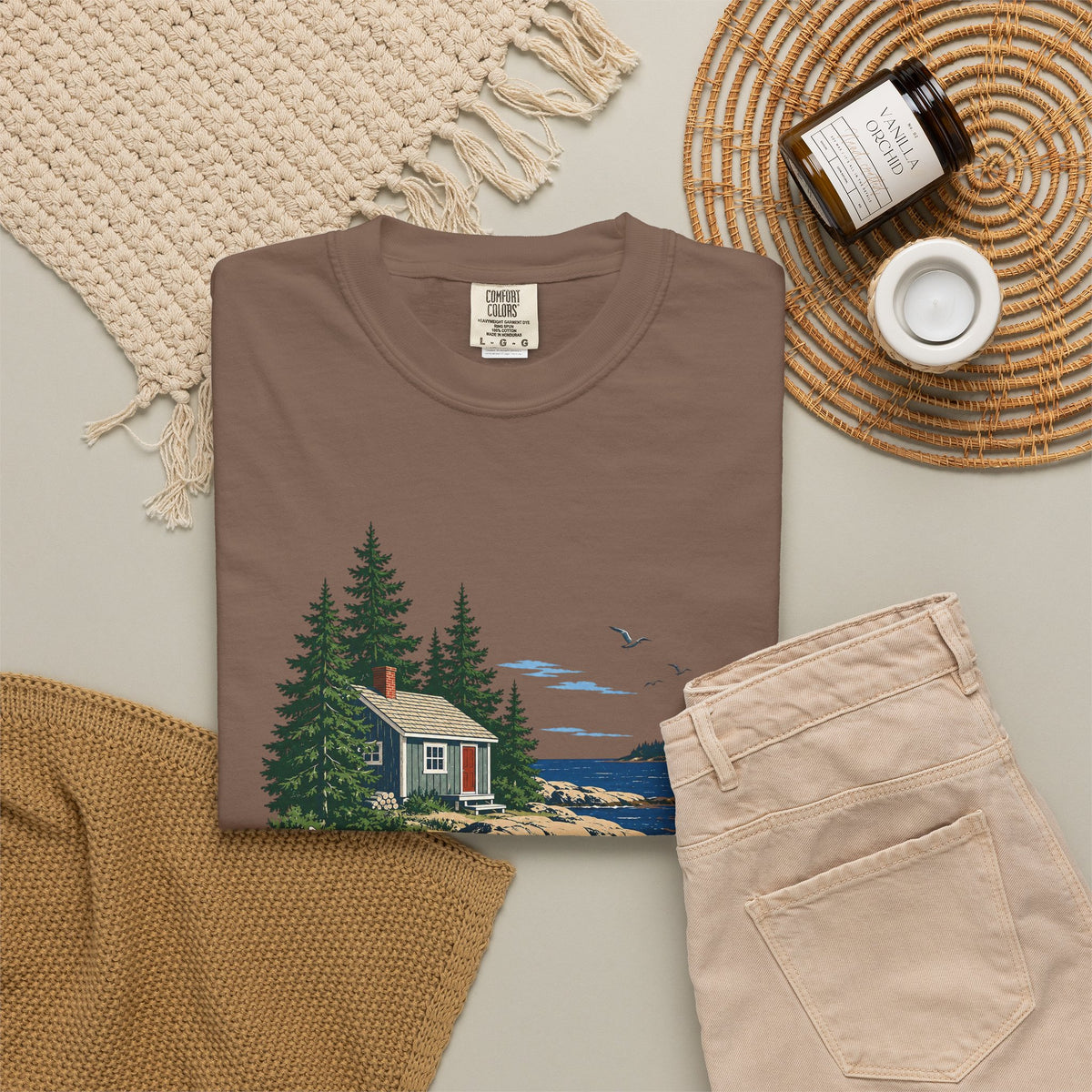 Coastal Cabin Tee — Canoe Shoreline Graphic T-Shirt