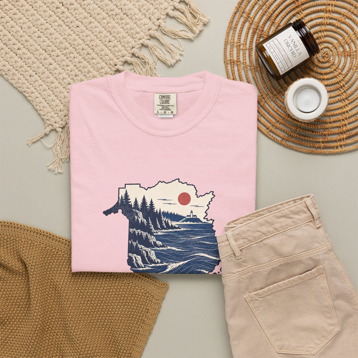 New Brunswick Adventure Map T-Shirt — Scenic Coastal Mountains Graphic