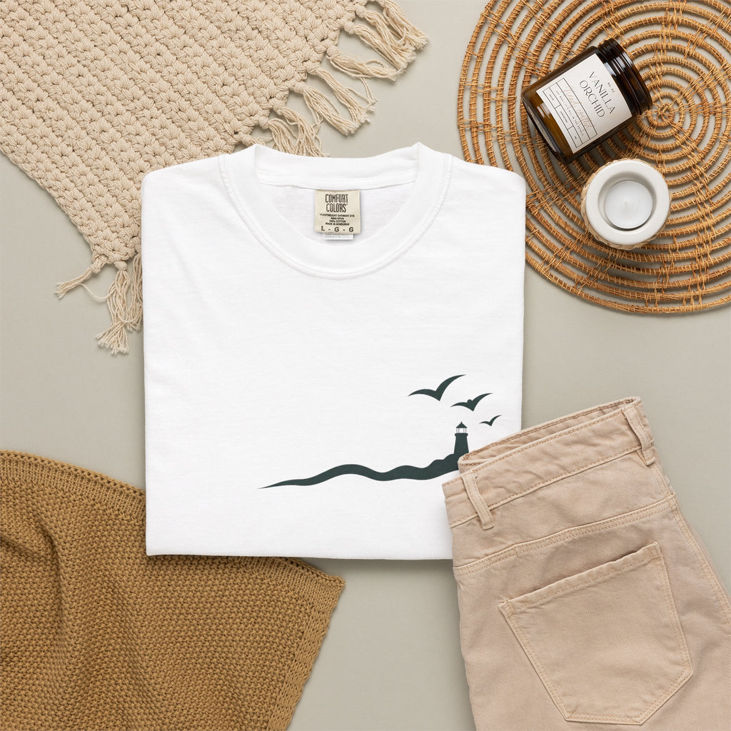 Coastal Lighthouse Tee – Minimal Seaside Graphic T-Shirt