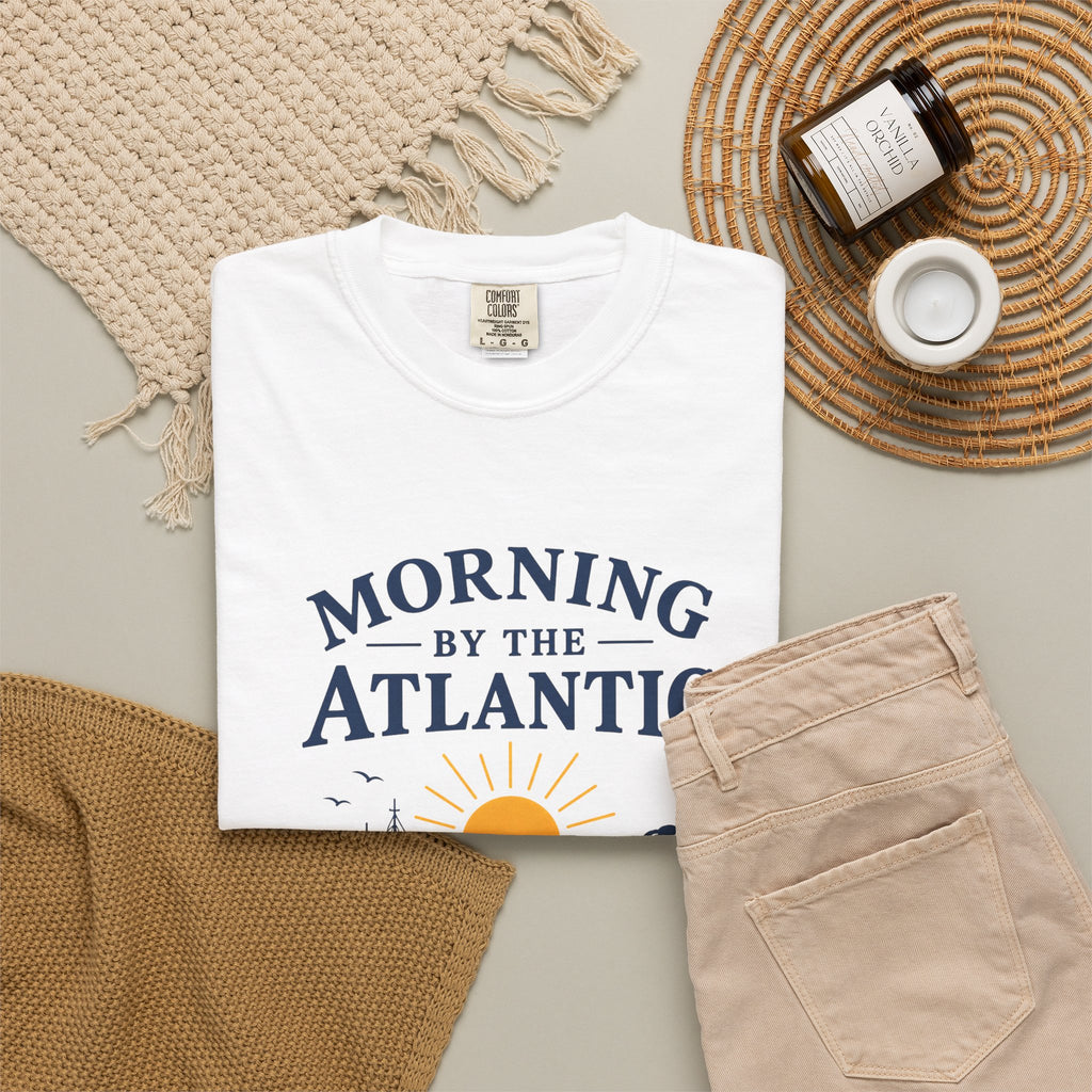 Morning by the Atlantic T-Shirt — Nautical Sunrise Boat Tee