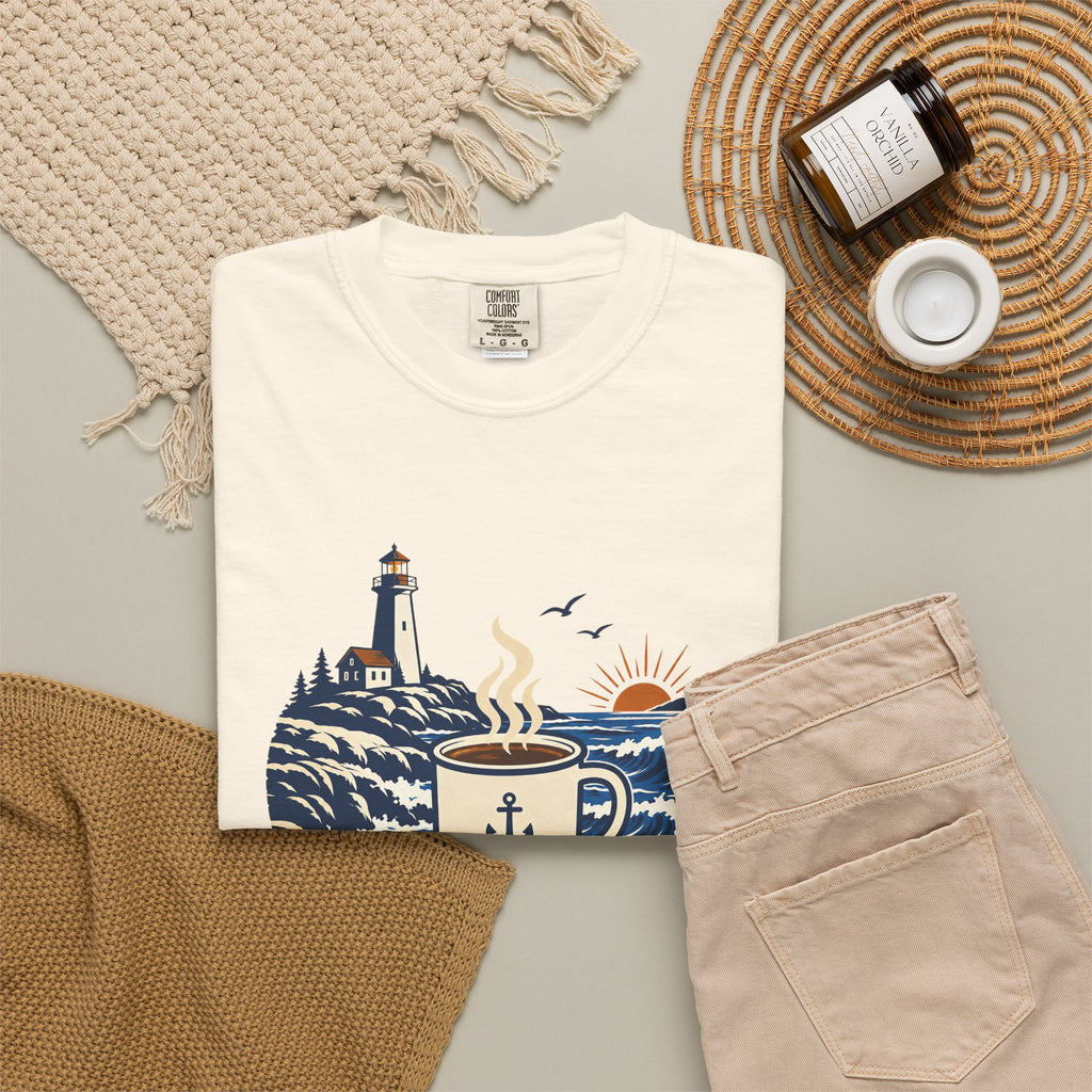 Coffee. Coast. Repeat. T-Shirt — Coastal Coffee Graphic Tee