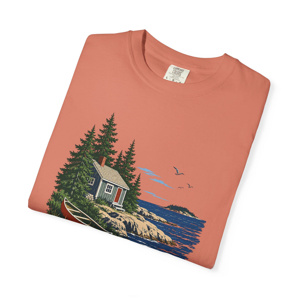 Coastal Cabin Tee — Canoe Shoreline Graphic T-Shirt