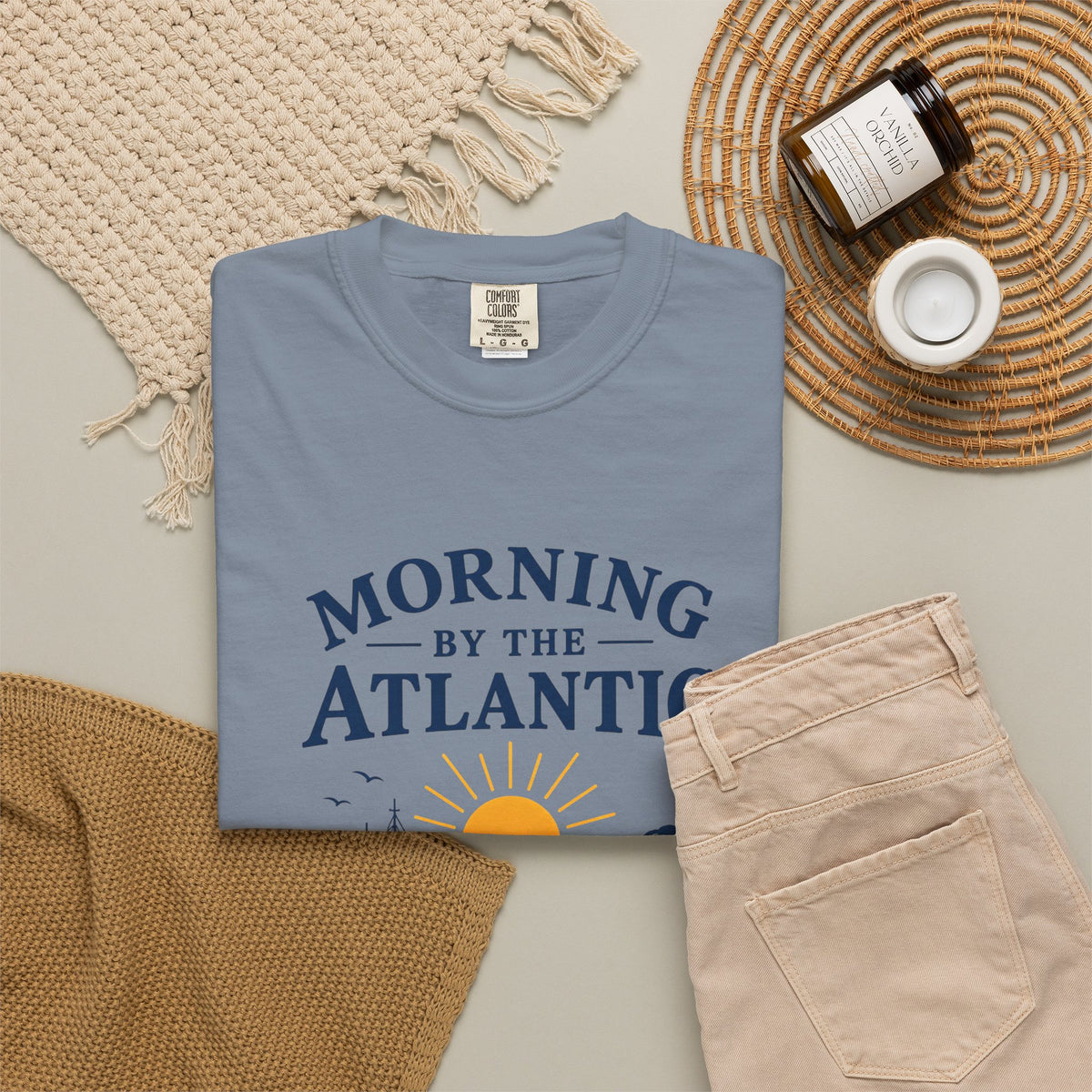 Morning by the Atlantic T-Shirt — Nautical Sunrise Boat Tee