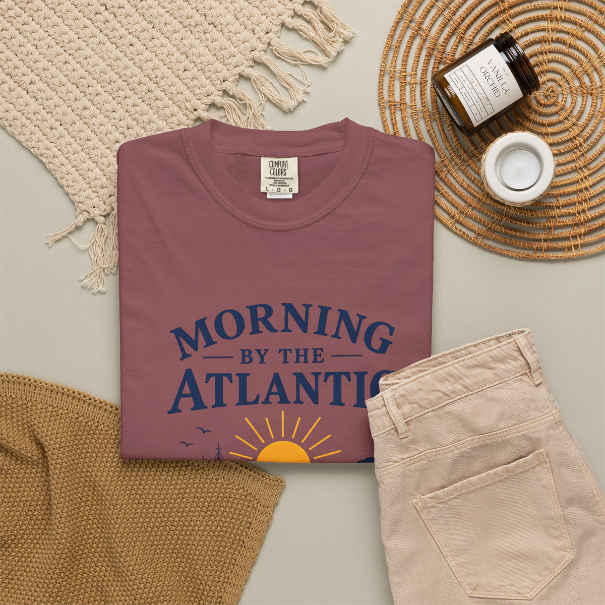 Morning by the Atlantic T-Shirt — Nautical Sunrise Boat Tee