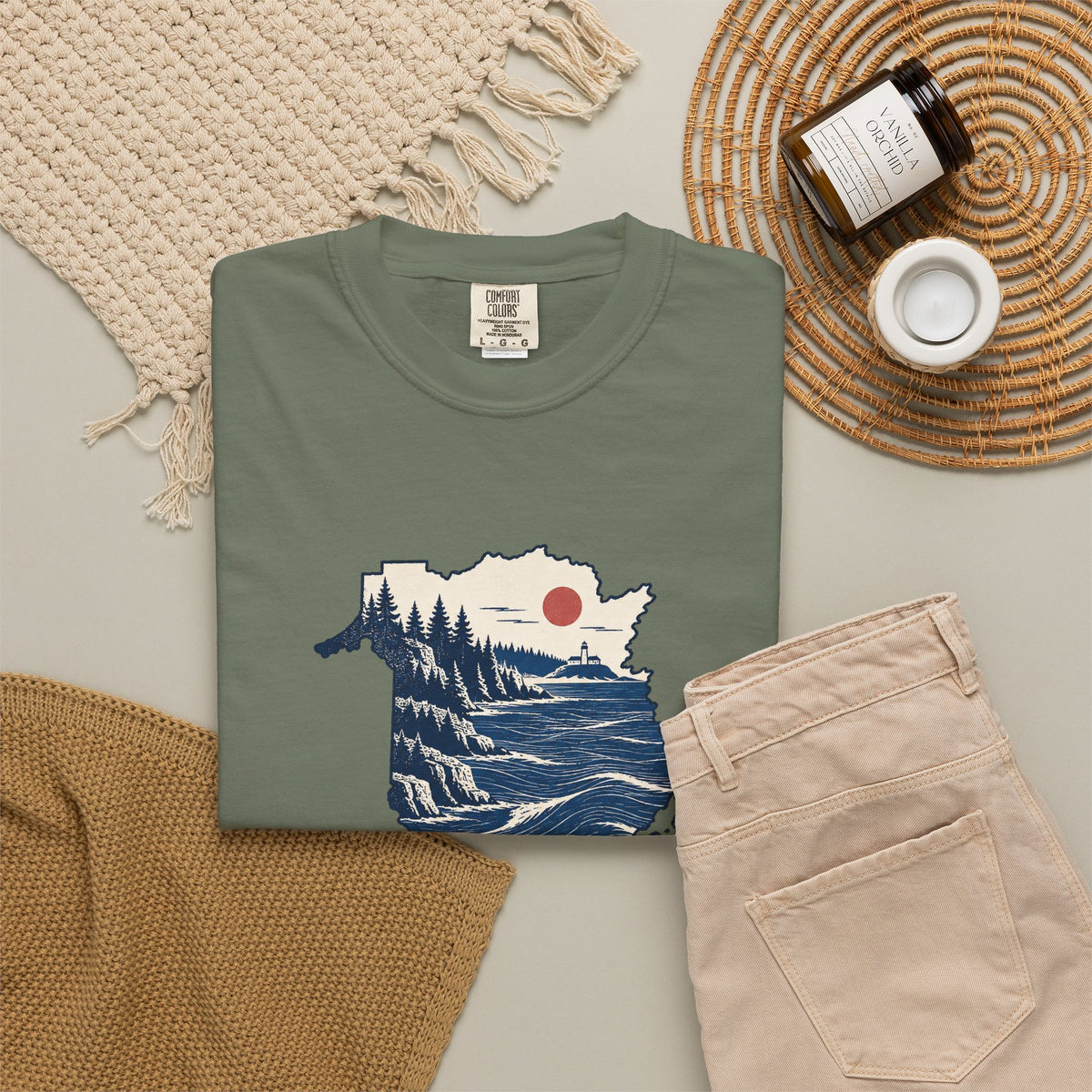 New Brunswick Adventure Map T-Shirt — Scenic Coastal Mountains Graphic