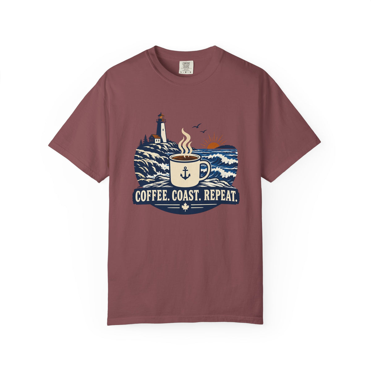 Coffee. Coast. Repeat. T-Shirt — Coastal Coffee Graphic Tee