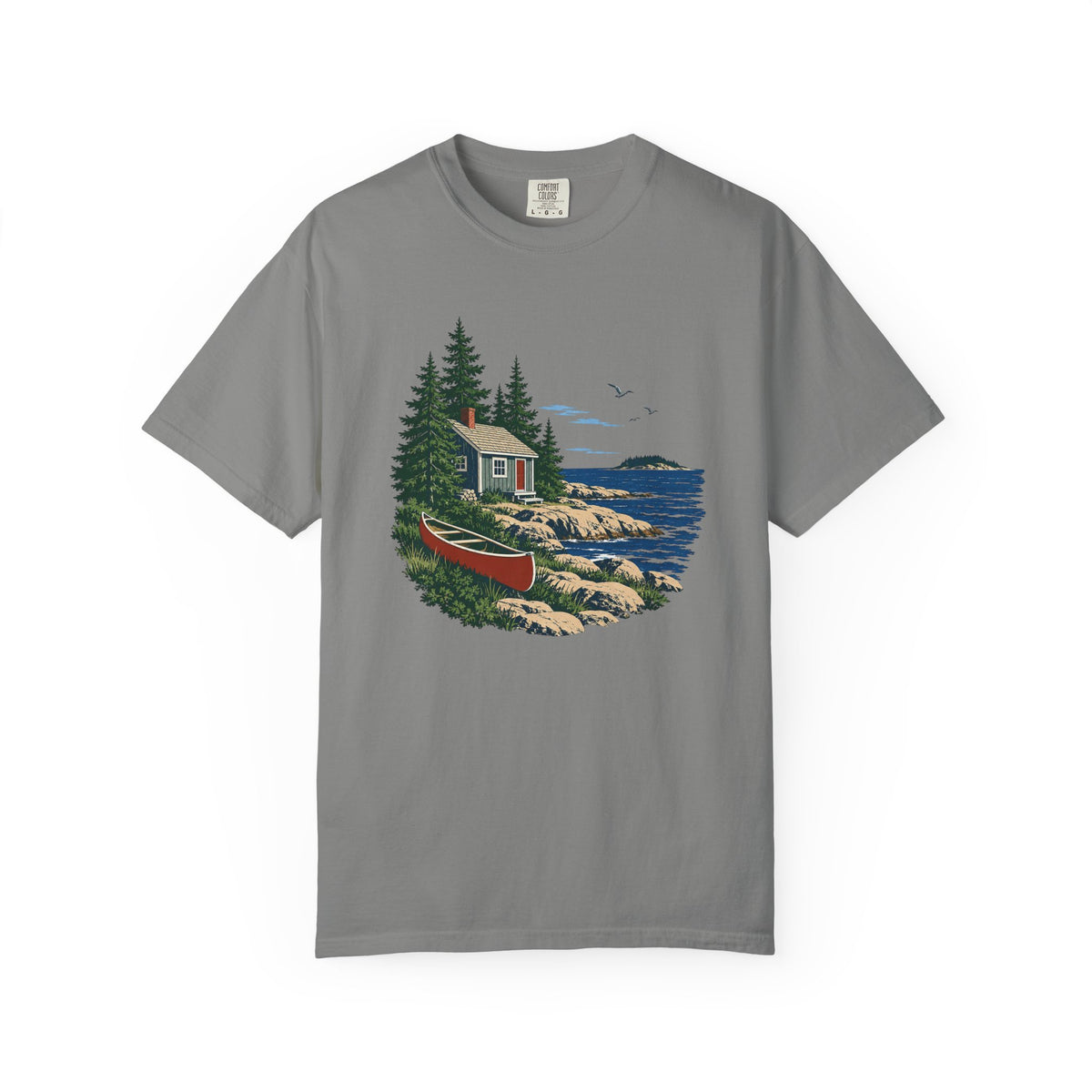 Coastal Cabin Tee — Canoe Shoreline Graphic T-Shirt