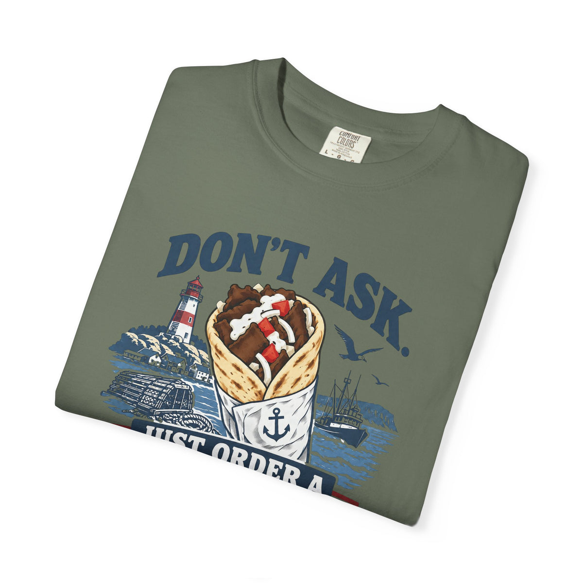Donair T‑Shirt — “Don’t Ask, Just Order a Donair” Nautical Foodie Tee