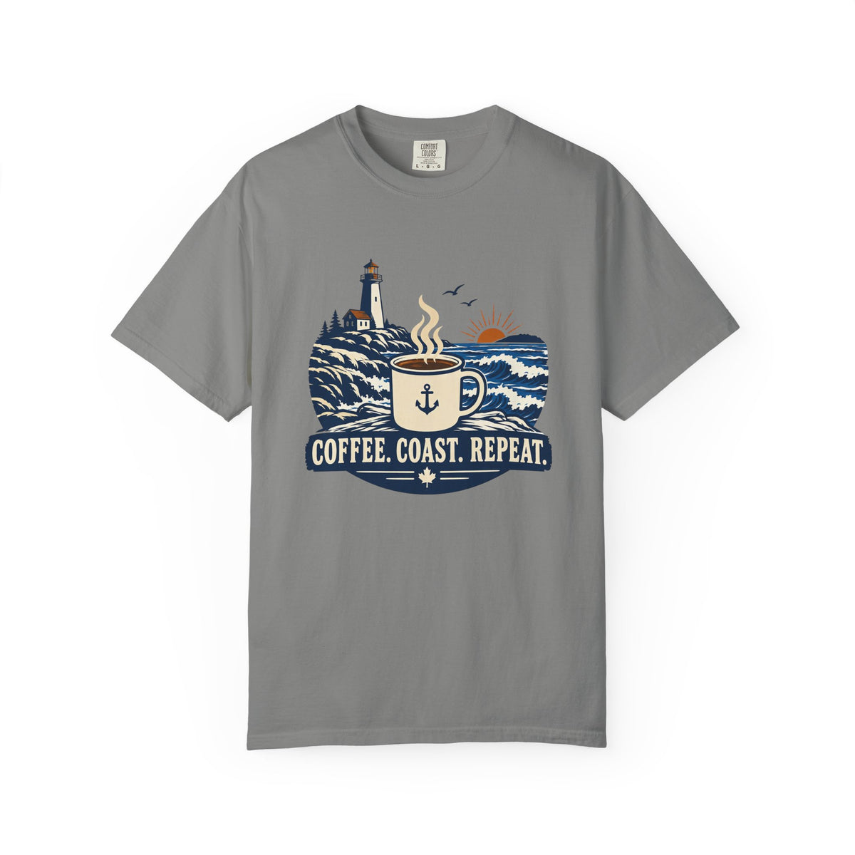 Coffee. Coast. Repeat. T-Shirt — Coastal Coffee Graphic Tee