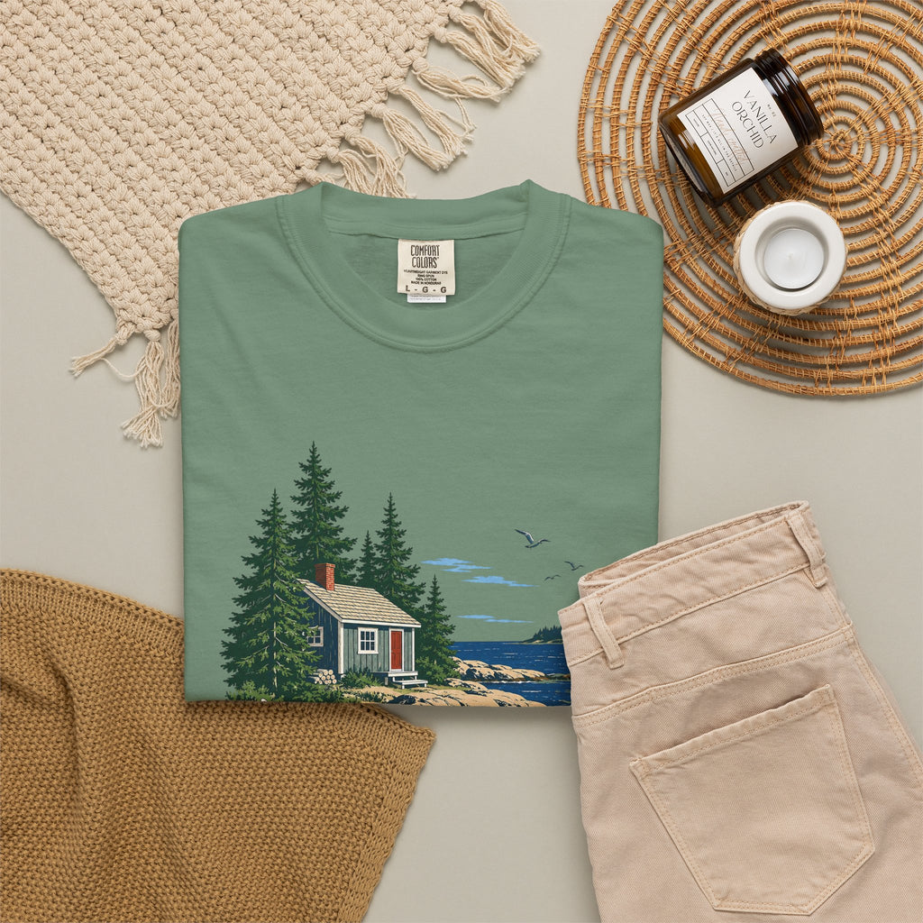 Coastal Cabin Tee — Canoe Shoreline Graphic T-Shirt