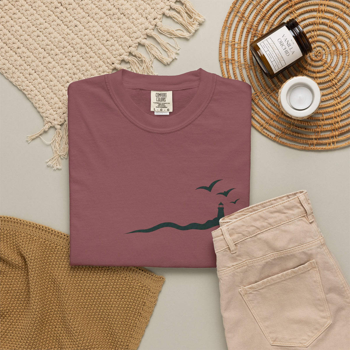 Coastal Lighthouse Tee – Minimal Seaside Graphic T-Shirt