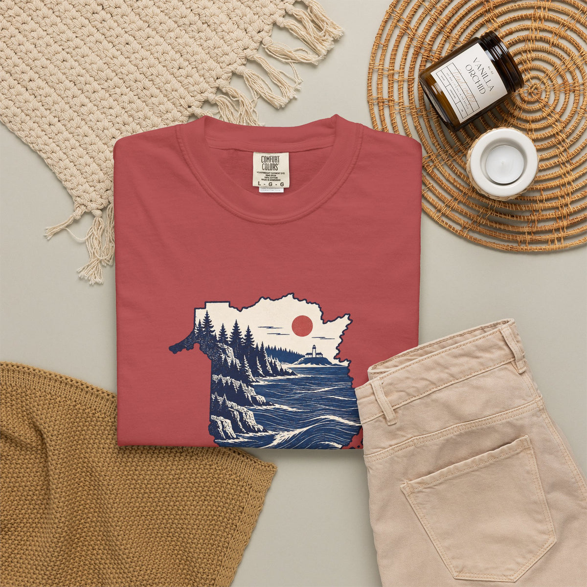 New Brunswick Adventure Map T-Shirt — Scenic Coastal Mountains Graphic