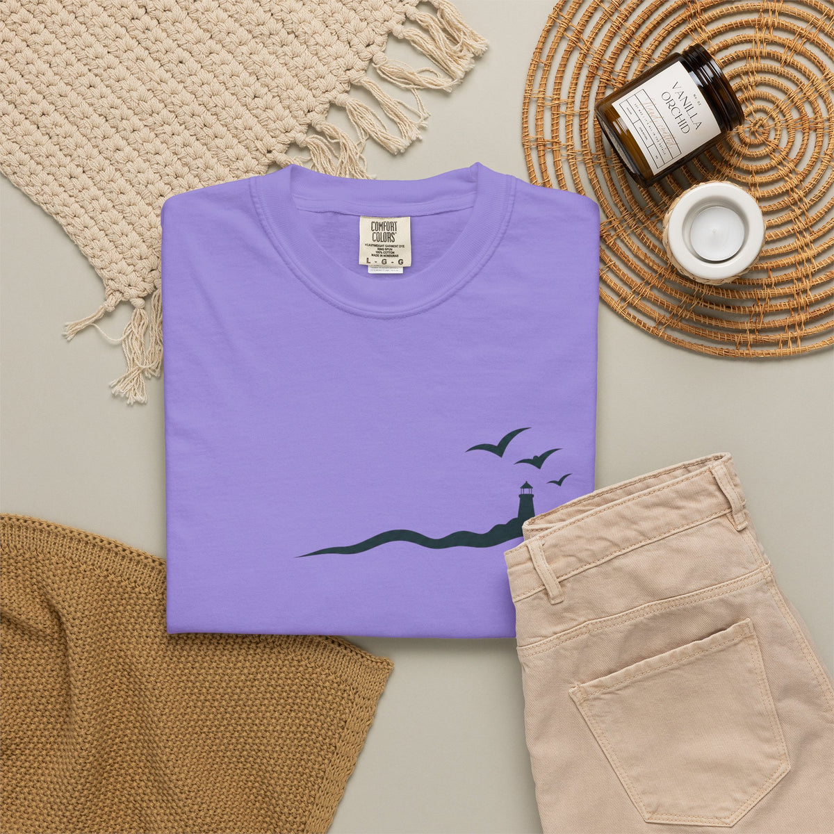 Coastal Lighthouse Tee – Minimal Seaside Graphic T-Shirt
